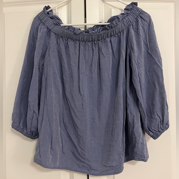 Banana Republic Blue Blouse - Small - Off the Shoulder - Picture 1 of 4